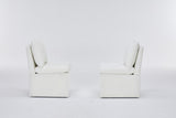Linen Upholstered Armless Dining Chair with Casters and Storage space-set of 2,IVORY W2069P288875