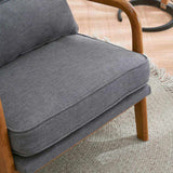 Oak Armrest Oak Upholstered Single Lounge Chair Indoor Lounge Chair Dark Grey 81136898