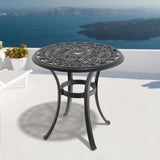 26.77-inch Cast Aluminum Patio Dining Table With Black Frame and Umbrella Hole W1710P220606