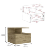 Adele Floating Nightstand with Drawer and Open Storage Shelves B070P188831