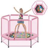 ZNTS 55'' Toddlers Trampoline with Safety Enclosure Net and Balls, Indoor Outdoor Mini Trampoline for 33415175