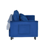 The 55-inch dreamlike blue velvet sofa is elegant and convenient with pockets, cleverly interpreting W1658P246639