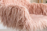 HengMing Modern Faux fur home office chair, fluffy chair for girls, makeup vanity Chair W21222750