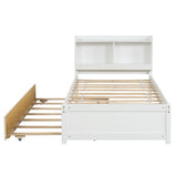 Twin Bed with Trundle,Bookcase,White W50440496