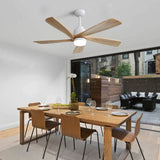 ZNTS 52 Inch Indoor Ceiling Fan With Dimmable LED Light 5 Solid Wood Blades Remote Control Reversible DC W882P146360