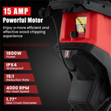 15 Amp Electric Wood Chipper - 4000 RPM, 1.77" Max Diameter, 151 Reduction Rate with 12-Gallon 89409897