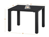 Outdoor Square Metal Side Table with Slatted Top, Black 03425637