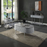 Grey High Gloss and Chrome End Table with Drawer B062P209132