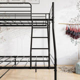 Heavy Duty Twin-Over-Full Metal Bunk Bed, Easy Assembly with Enhanced Upper-Level Guardrail, Black W84056876
