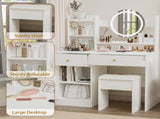Fashion Vanity Desk with Mirror Lights for Makeup Cushioned Chair, Vanity Mirror with Lights W2699P214618