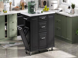 K&K 50.7" Island with Storage Tilt Trash Can Cabinet and Pull Out Cabinet Organizer, Rolling N707P299008B