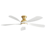 ZNTS 52 Inch Ceiling Fan with Dimmable 3 Colors LED Light Reversible Noiseless DC Motor Smart APP Remote W934P152352