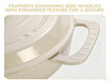 Cast iron 6QT cooking pot - ceramic white - comes with two silicone gloves - Enamel pot 98601897