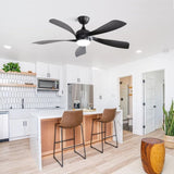 52 Inch Modern Ceiling Fan 3 Color Dimmable 5 ABS Blades Remote Control Reversible DC Motor W934P187536