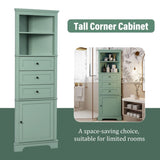 ZNTS Green Triangle Tall Cabinet with 3 Drawers and Adjustable Shelves for Bathroom, Kitchen or Living WF306469AAG