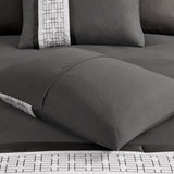 8 Piece Embroidered Comforter Set Dark Grey Queen B035P266658