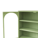 27.56"Glass Doors Modern Two-door Wall Cabinet with Featuring Three-tier Storage for Entryway Living 01365223