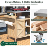 K&K Outdoor Kitchen Island, Rolling Bar Cart & Storage Cabinet, Farmhouse Solid Wood Outdoor Grill WF532198AAY