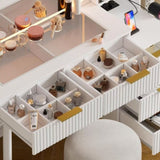 Vanity Desk with with Mirror and Lights, Makeup Vanity Table with Glass Top ,Dressing Table with W3393P315818