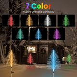 7-Color Solar Christmas Tree Stake Lights , Lifelike Fiber Optic Cedar Design with Star, 58295265