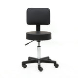 ZNTS Round Shape Plastic Adjustable Salon Stool with Back Black 42012977