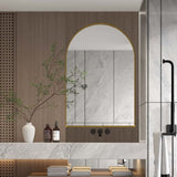 24x36 Inch Arched Recessed Medicine Cabinet, Metal Framed Bathroom Wall Cabinet with Mirror and W1435P182923