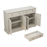 Vintage White Sideboard with Two Drawers and Four Doors for Living Room, Bedroom, and Kitchen, Room W757P234599