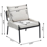 Modern Accent Lounge Chair with Braided Upholstery and Metal Frame, Comfortable Armchair for Living W2215P252349