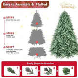Artificial 7ft Blue green Tint Christmas Tree with 2518 PE/PVC Mixed Branch Tips, memory wireiron 70487315