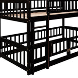 ZNTS Bunk Bed with Slide,Twin Over Twin Low Bunk Bed with Fence and Ladder for Toddler Kids Teens 22571216