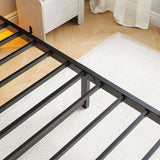 Twin Size Bed Frame Heavy Duty Platform Bed Frame with Headboard, USB Charging Station, LED Bed, No W840P209879