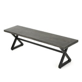 Outdoor Aluminum Dining Bench with Steel Frame, Grey / Black 61625.00BGRYMP1