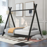 House Bed Tent Bed Frame Twin Size Metal Floor Play House Bed with Slat for Kids Girls Boys , No Box WF286773AAB