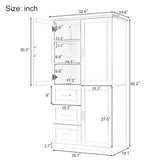 ZNTS Tall and Wide Storage Cabinet with Doors for Bathroom/Office, Three Drawers, Grey WF299285AAG