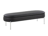Contemporary Bench in Chrome Metal and Black Faux Leather B202P223833