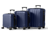 ABS Trolley Case 20in 24in 28in 3PCS Suitcase Set Vertical Striped Frosted Case Suitcase Navy Blue 72068211
