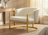 Modern Accent Chair Cozy Armchair Upholstered Reading Chair with Gold Metal Frame Living Room, N763P360688A
