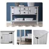 48'' Solid Wood Sideboard Console Table with 2 Drawers and Cabinets and Bottom Shelf, Retro Style W120270249