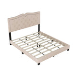 Queen Size Upholstered Bed Frame with Rivet Design, Modern Velvet Platform Bed with Tufted 90764002