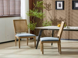 French Country Dining Chairs Elegant Cane Backrest & Upholstered Seats with Fluted Legs N767P263678D