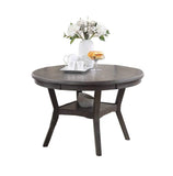 Dining Room Furniture Gray Oak Rubber wood MDF Round Table 1pc Table w Shelve B01156000