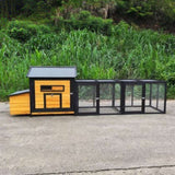 118" Large Wooden Chicken Coop Outdoor Hen House with Nesting Box, Leak-Proof Pull-Out Tray, Asphalt W773P314011