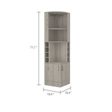 Syrah Corner Bar Cabinet, Eight Bottle Cubbies, Double Door, Two Open Shelves B070P211049