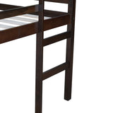 Full Rubber Wood Loft Bed with Ladder,Espresso W504P228818