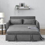 55" Modern Convertible Sofa Bed with 2 Detachable Arm Pockets, Velvet Loveseat Sofa with Pull Out W119363990