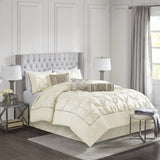 7 Piece Tufted Comforter Set Ivory King B03596991