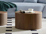 MDF nested table set 2 pieces, handcrafted round coffee table in living/lounge area, walnut color W2085P231698