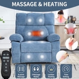 Blue Heat Massage Dual Motor Infinite Position Up to 350 LBS Large Electric Power Lift Recliners W1803P264051
