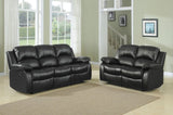 Comfortable Double Reclining Sofa 1pc Black Bonded Leather Match Solid Wood Plywood Frame Living B01166426