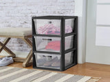 (2 pack) 3 Drawer Tower, Plastic Storage Organizer with Removable Clear Bins, Easy to Assemble - No 94783517